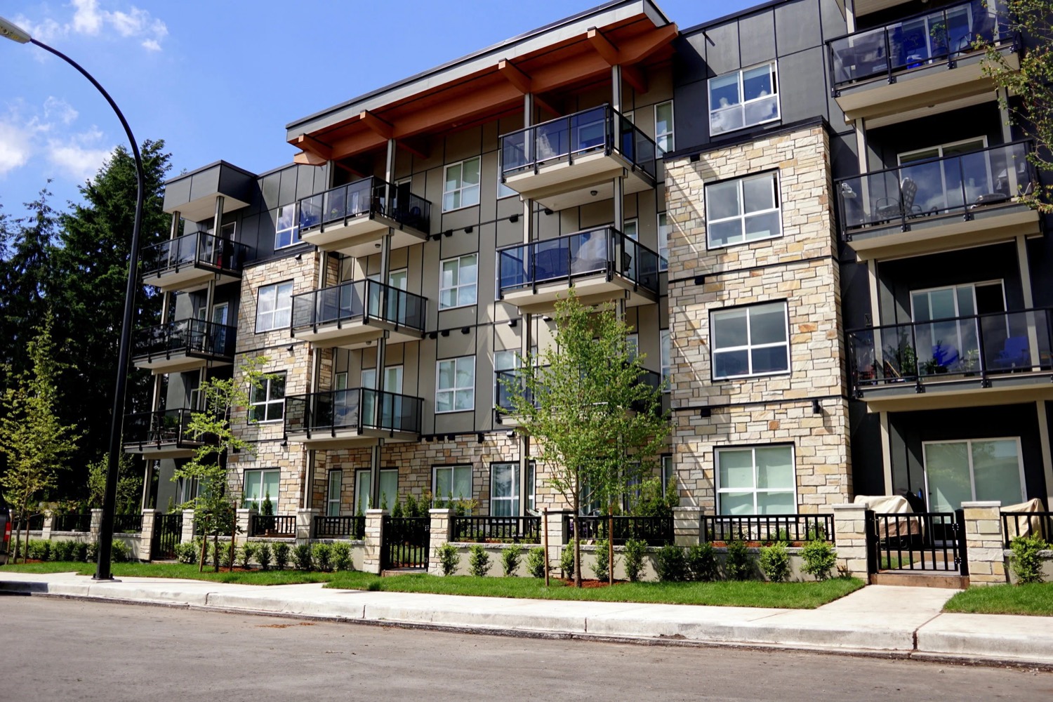Strata frontage with mature planting